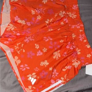 adidas Orange Floral Athletic Shorts